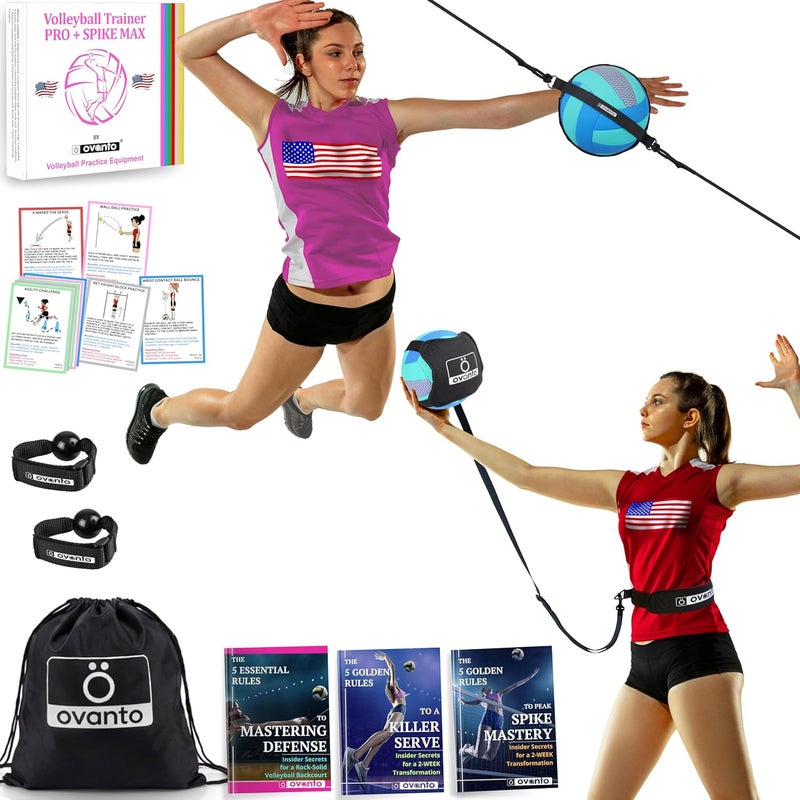 OVANTO Volleyball Training Equipment Aid – Solo Volleyball Equipment in 4 Styles to Serve, Spike, Set and Pass Like a Pro - Adjustable Volleyball Practice Equipment Gift for Beginners & Experts - Image 1